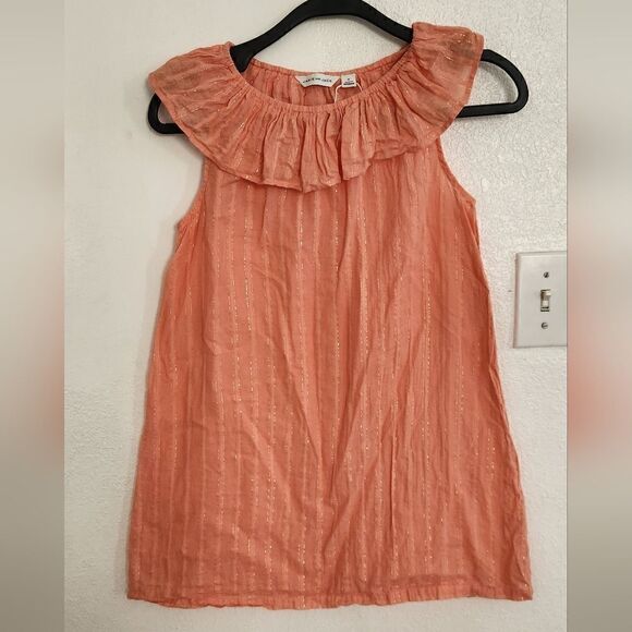 Janie and Jack Coral Gold Shimmer Stripe Swim Cover Dress Size 8 - Picture 1 of 6